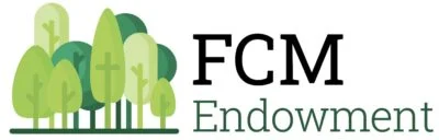 FCM Endowment logo consisting of a group of trees next to the words FCM Endowment. The iconography of a cross is hidden in one of the trees.